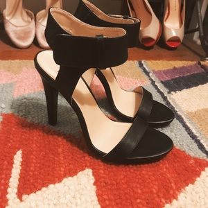 Black Leather Strappy Heels